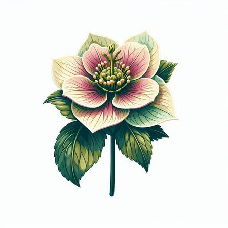 Hellebore isolated on white background. Hand drawn vector illustration.のイラスト素材