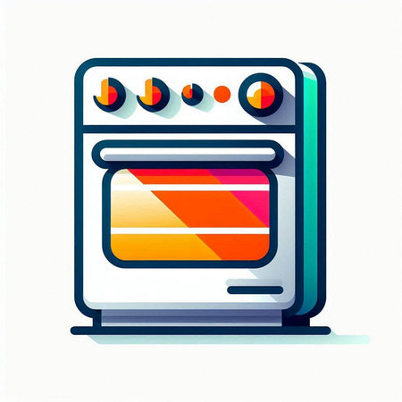 Stove icon, vector illustration. Flat design style. Kitchen appliances.のイラスト素材