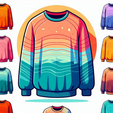 Vector illustration of a sweater on a white background with a rainbow patternのイラスト素材