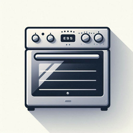 Illustration of a modern electric oven with shadow on a white backgroundのイラスト素材