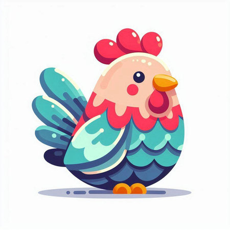 Cute cartoon rooster. Vector illustration isolated on white background.のイラスト素材