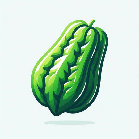 Illustration of a green chayote isolated on a white backgroundのイラスト素材