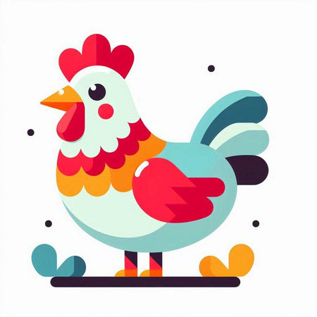 Cute cartoon rooster. Vector illustration isolated on white background.のイラスト素材