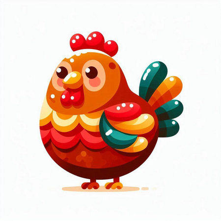 Cute cartoon rooster. Vector illustration isolated on white background.のイラスト素材
