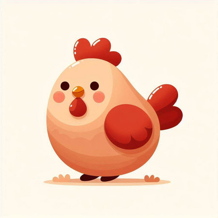 Vector illustration of cute cartoon chicken. Isolated on white background.のイラスト素材