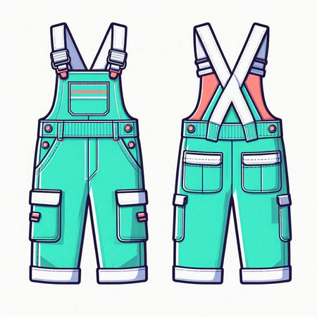 Vector illustration of work overalls. Hand-drawn illustration of work overalls.のイラスト素材