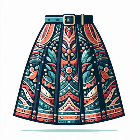 Hand drawn fashion skirt with ornament. Vector illustration for your design.のイラスト素材