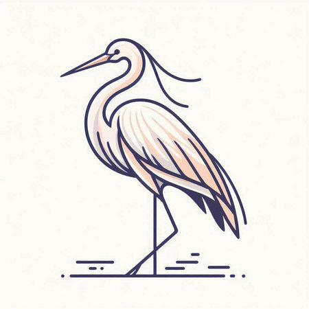 Vector image of a stork on a white background. Hand-drawn illustration.のイラスト素材