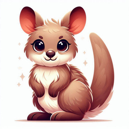 Cute kangaroo isolated on white background. Vector illustration.のイラスト素材