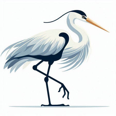 Vector image of a heron on a white background. Vector illustration.のイラスト素材