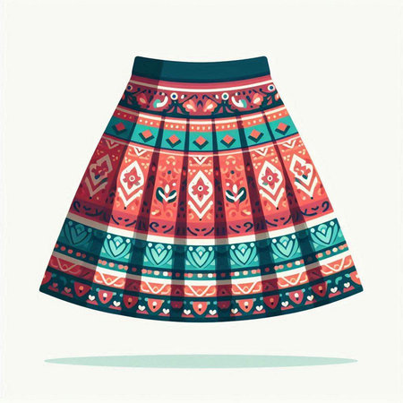 Ethnic patterned skirt on a white background. Vector illustration.のイラスト素材