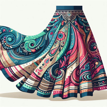 Vector illustration of a woman's skirt with paisley pattern.のイラスト素材
