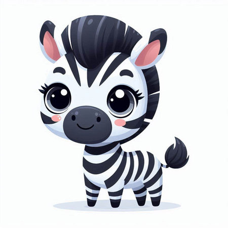Cute cartoon zebra. Vector illustration isolated on white background.のイラスト素材
