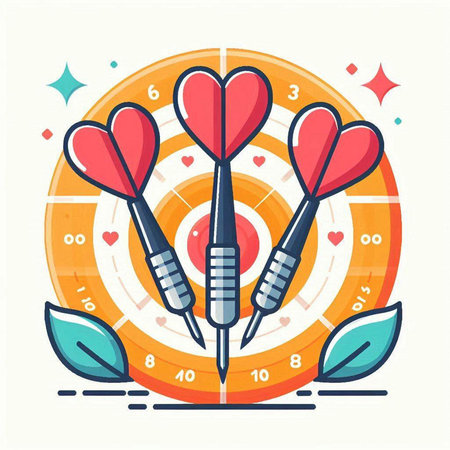 Darts and target. Concept of success, achievement, goal. Modern flat style vector illustration.のイラスト素材