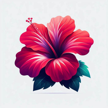 Hibiscus flower on white background. Vector Illustration.のイラスト素材