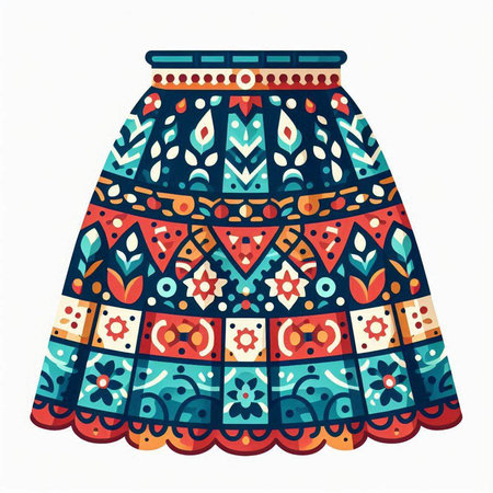 Vintage ethnic patterned skirt. Hand drawn illustration for your designのイラスト素材