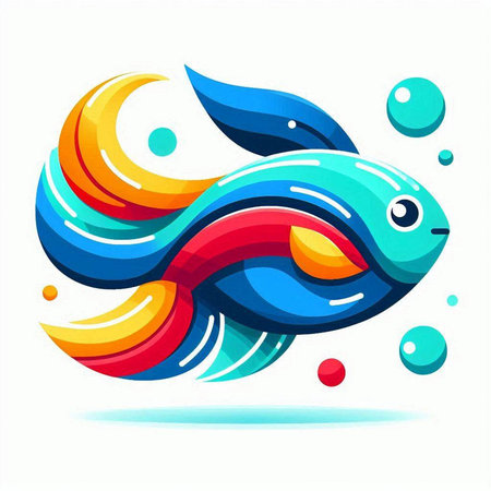 Abstract colorful fish on white background. Vector illustration for your design.のイラスト素材