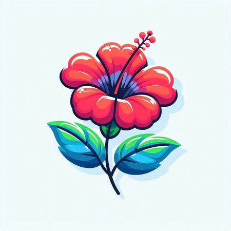 Hibiscus flower on a white background. Vector illustration.のイラスト素材