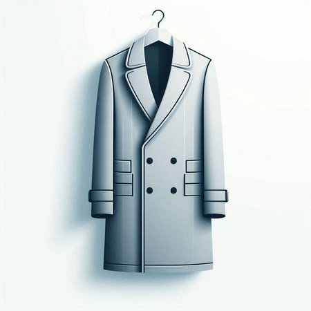 Men's coat on a hanger on a white background. 3d illustrationのイラスト素材