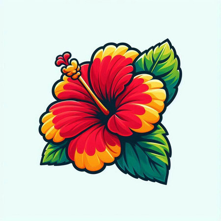 Hibiscus flower isolated on white background. Vector illustration.のイラスト素材