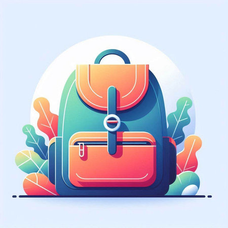 Vector illustration of a school backpack. Back to school. Flat design.のイラスト素材