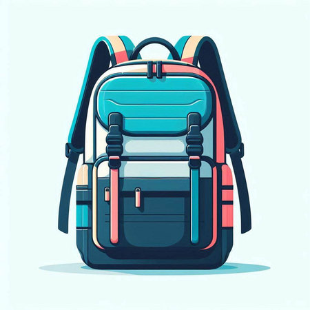 Backpack. Vector illustration in flat style. Backpack icon.のイラスト素材