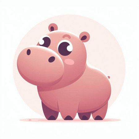 Illustration of a cute hippopotamus on a white background.のイラスト素材