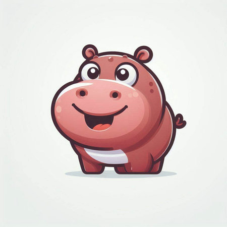 Cute hippopotamus cartoon character vector illustration. Cute hippo iconのイラスト素材