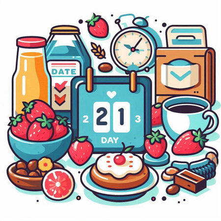 Diet and healthy food concept. Dieting and nutrition. Vector illustrationのイラスト素材