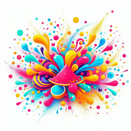 Colorful holi background with colorful splashes. Vector illustration.のイラスト素材