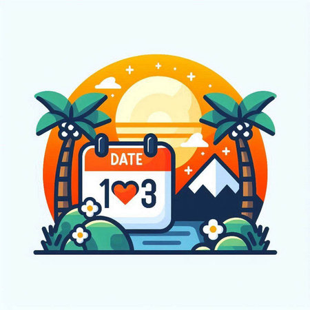 Calendar with date of day of month. Flat vector illustration.のイラスト素材