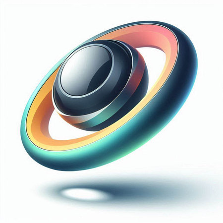3D rendering of an abstract sphere with a ring in the centerのイラスト素材