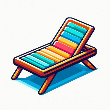 Beach chair isolated on white background. Vector isometric illustration.のイラスト素材