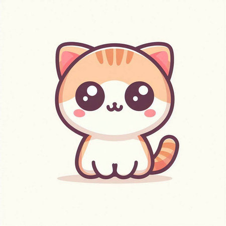Cute cartoon cat. Vector illustration isolated on a white background.のイラスト素材