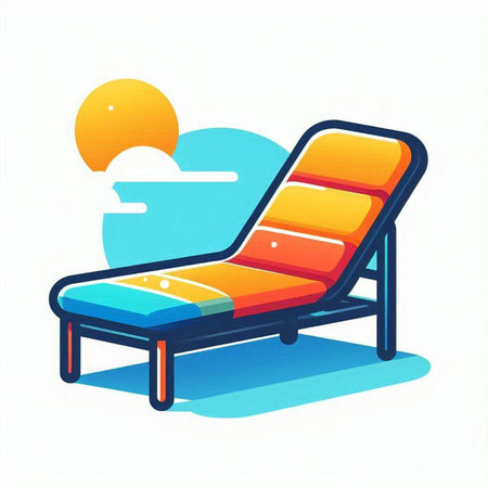 Sun lounger on the beach. Vector illustration in flat styleのイラスト素材