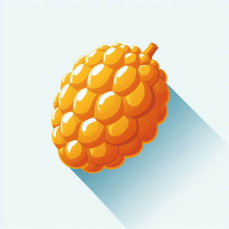 Illustration of a ripe yellow raspberries on a white backgroundのイラスト素材