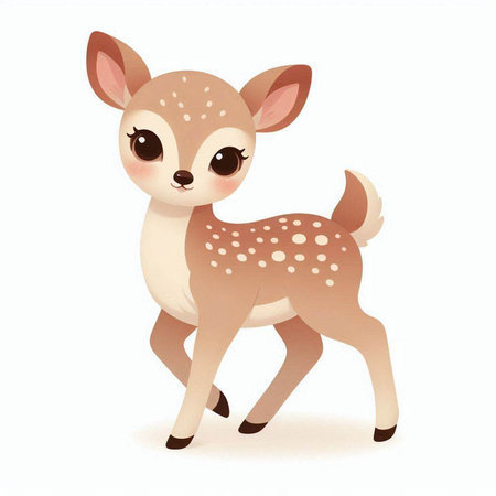 Cute little fawn isolated on white background. Vector illustration.のイラスト素材