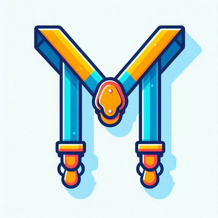 Alphabet letter M uppercase and lowercase. Colorful vector font.のイラスト素材