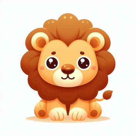 Cute cartoon lion isolated on a white background. Vector illustration.のイラスト素材