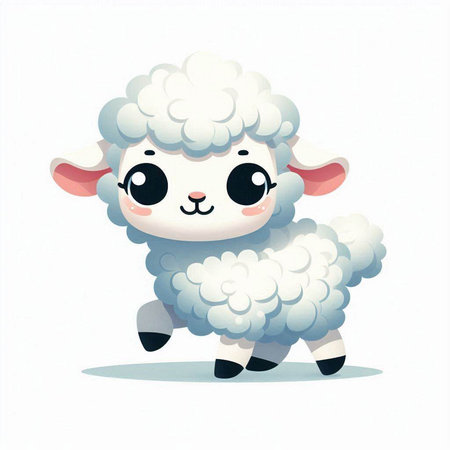 Cute cartoon sheep isolated on a white background. Vector illustration.のイラスト素材