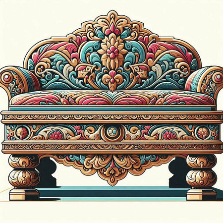 Vintage baroque sofa in Victorian style. Vector illustration.のイラスト素材
