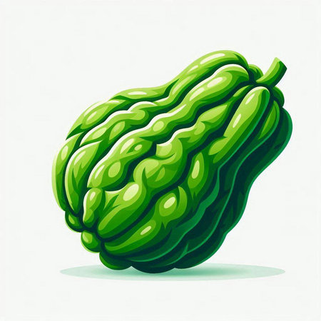 Bitter melon. Vector illustration. Isolated on white background.のイラスト素材