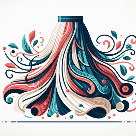 Vector hand drawn illustration with abstract waves. Colorful artistic background.のイラスト素材