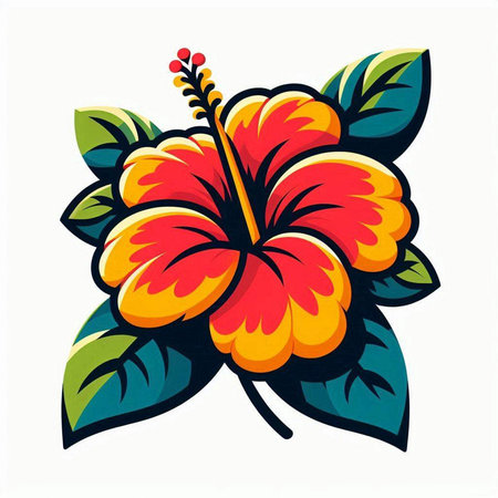 Hibiscus flower isolated on white background. Vector illustration.のイラスト素材