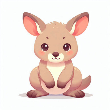 Cute kangaroo isolated on white background. Vector illustration.のイラスト素材