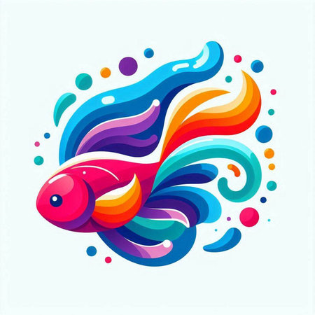Colorful fish with abstract background. Vector illustration. Eps 10.のイラスト素材