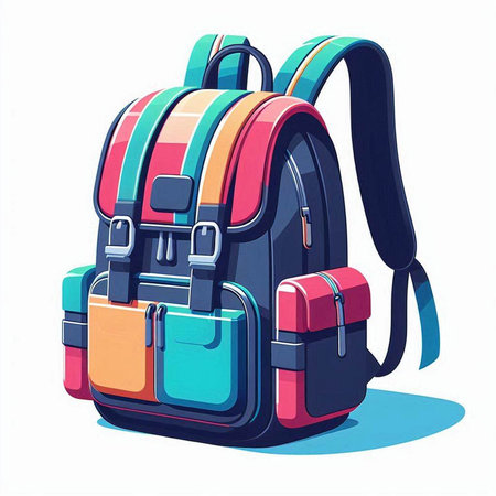Vector illustration of a school backpack on a white background. Back to school.のイラスト素材