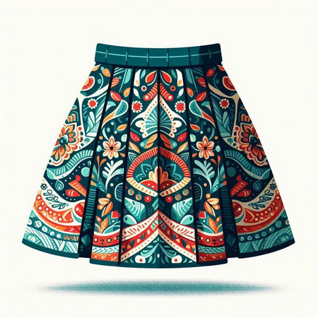Ethnic floral skirt design. Hand drawn vector illustration for your designのイラスト素材