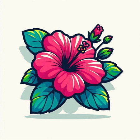 Hibiscus flower. Vector illustration. Hand drawn style.のイラスト素材