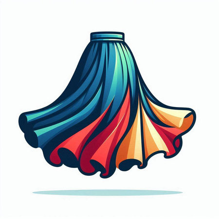vector illustration of a colorful silhouette of a skirt on a white backgroundのイラスト素材